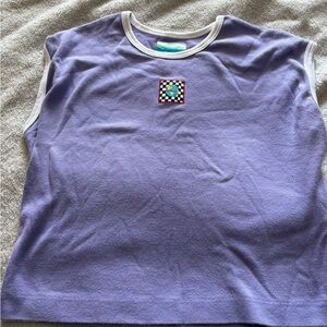 UNIF Lavender Sleeveless Crop Top with Checkerboard Globe Patch